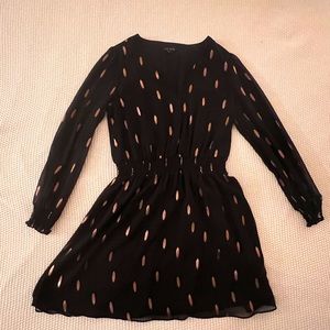 1 STATE dress black with copper leaves